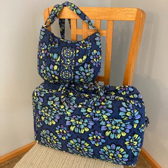 Vera Bradley Weekender & Crossbody Bag Set -- Indigo Pop Pattern - Picture 2 of 16